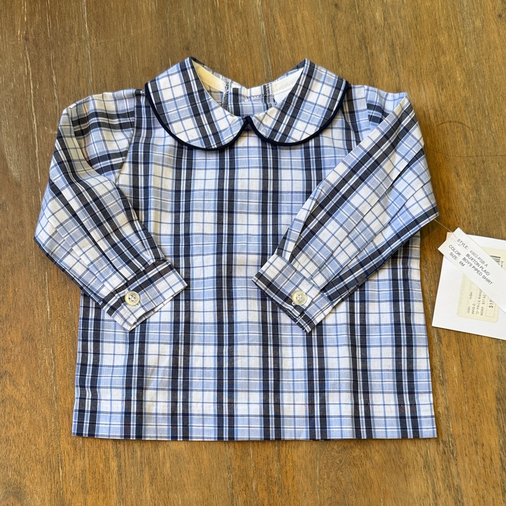 Bailey Boys Plaid Kids Shirt with Peter Pan Collar